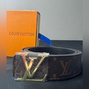 Louis Vuitton monogram Gold Buckle borown Belt